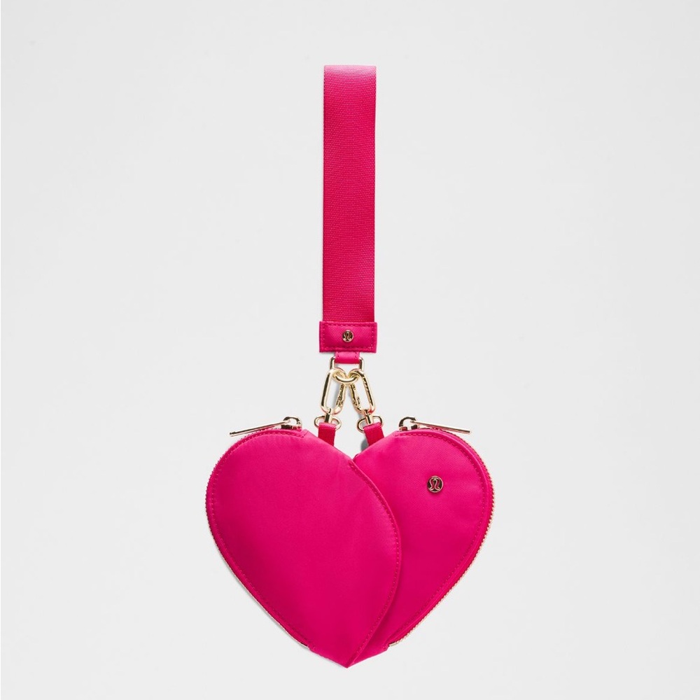 Pink Lululemon Heart shaped Dual Pouch Wristlet